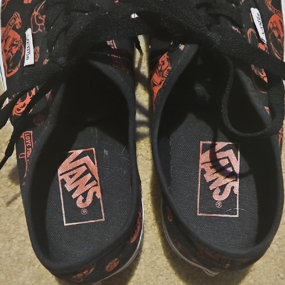 Vans Black and Red Skull Slip-On Sneakers - Picture 7 of 8